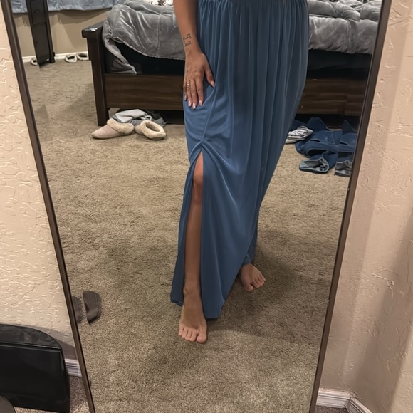 David's Bridal Dusty Blue Maxi Dress - Picture 9 of 9